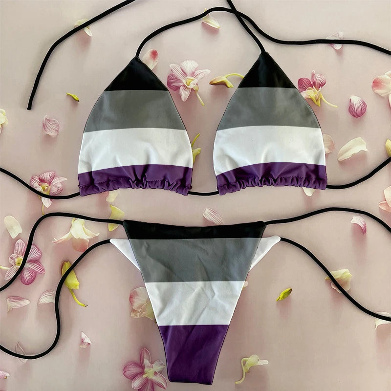 Sexy Women`s Rainbow Printed Bikini