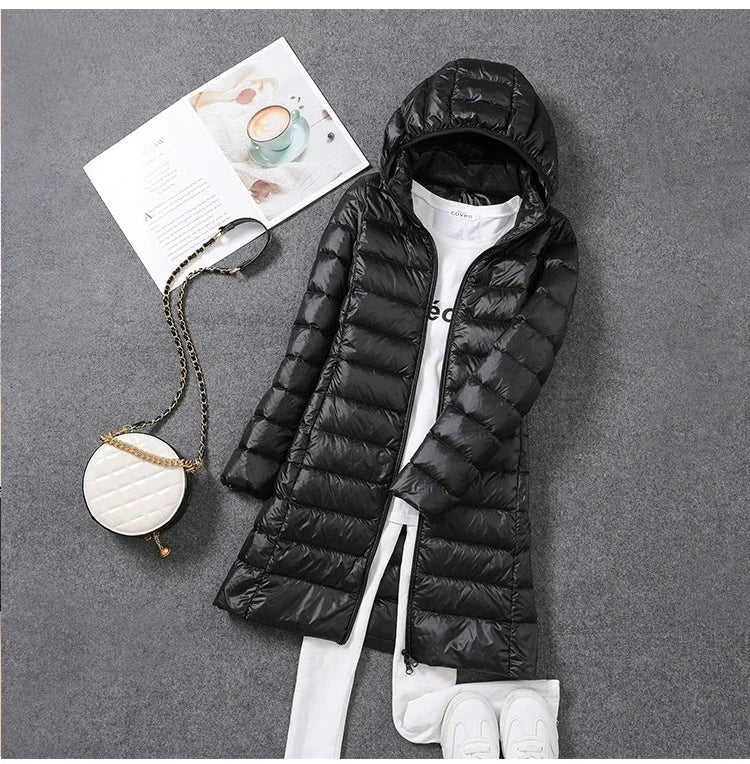 Ultra Lightweight Packable Long Puffer Jacket