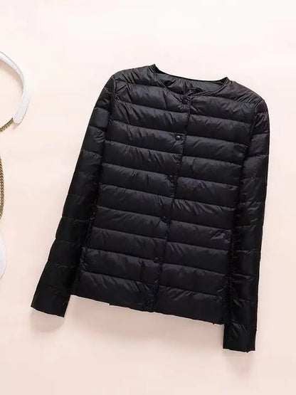 Winter Women Collarless Duck Down Puffer Jackets