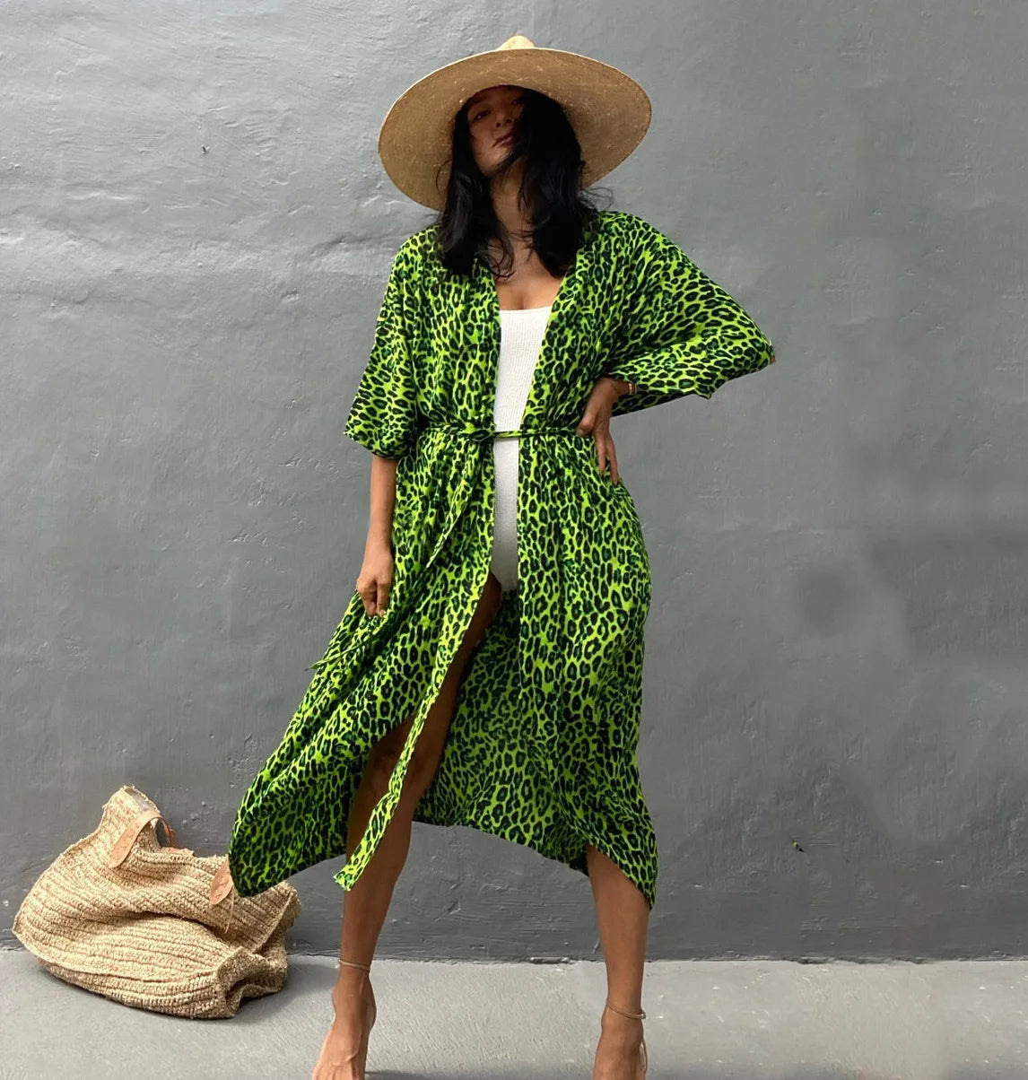 Summer Vintage Printed Belted Cover Ups