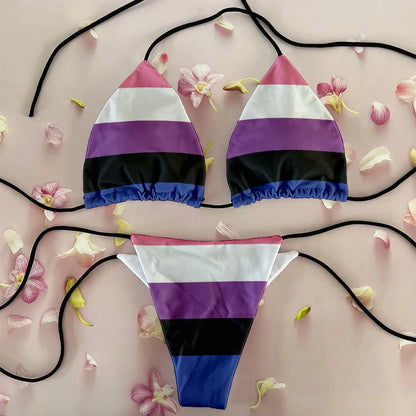Sexy Women`s Rainbow Printed Bikini