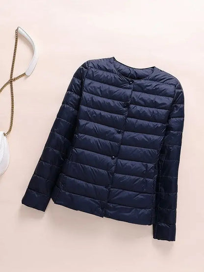 Winter Women Collarless Duck Down Puffer Jackets