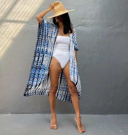 Summer Vintage Printed Belted Cover Ups