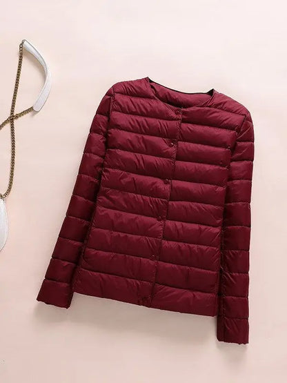 Winter Women Collarless Duck Down Puffer Jackets