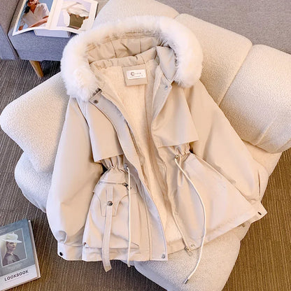Fleece Lined Fur Hood Down Puffer Jacket