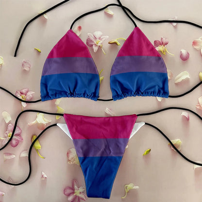 Sexy Women`s Rainbow Printed Bikini