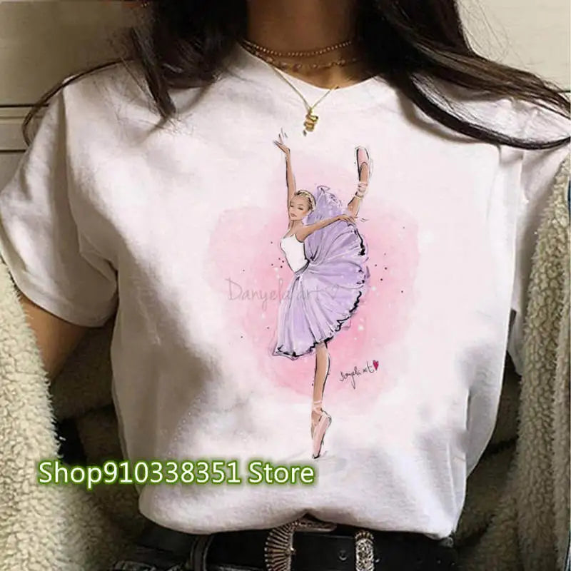 Ballet Dancer Printed T Shirt For Women