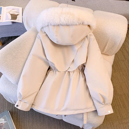 Fleece Lined Fur Hood Down Puffer Jacket