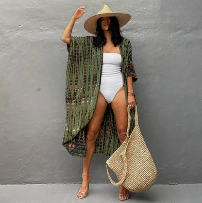 Summer Vintage Printed Belted Cover Ups