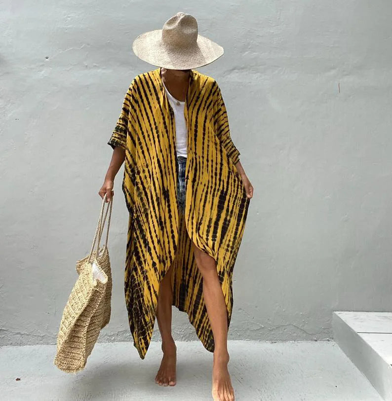 Summer Vintage Printed Belted Cover Ups