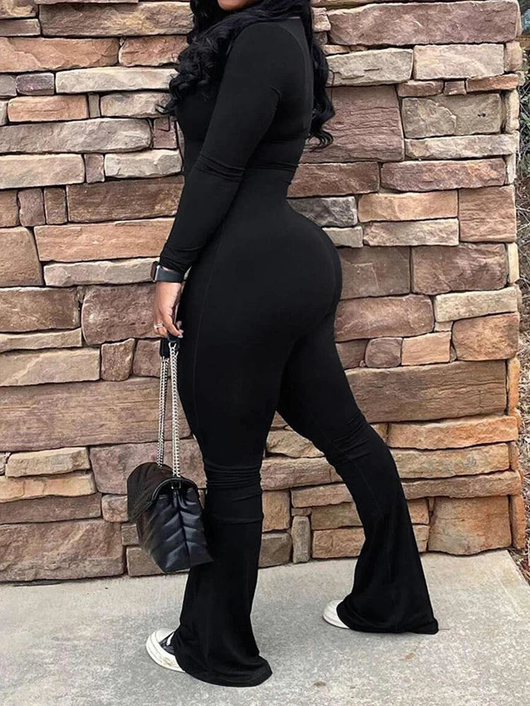 U Neck Skinny Sheath Long Jumpsuit