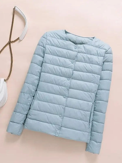 Winter Women Collarless Duck Down Puffer Jackets