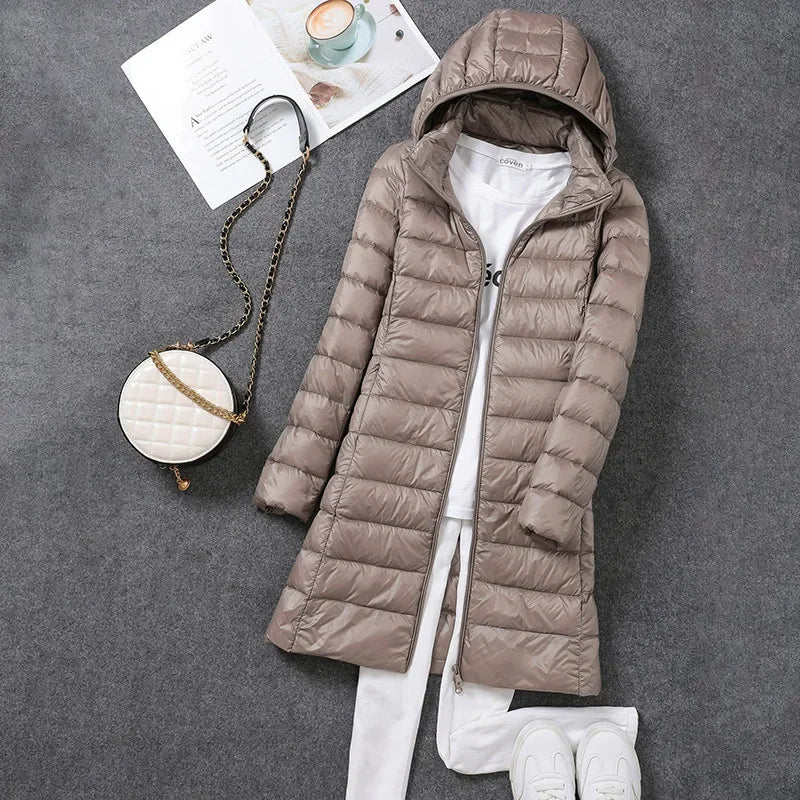 Ultra Lightweight Packable Long Puffer Jacket