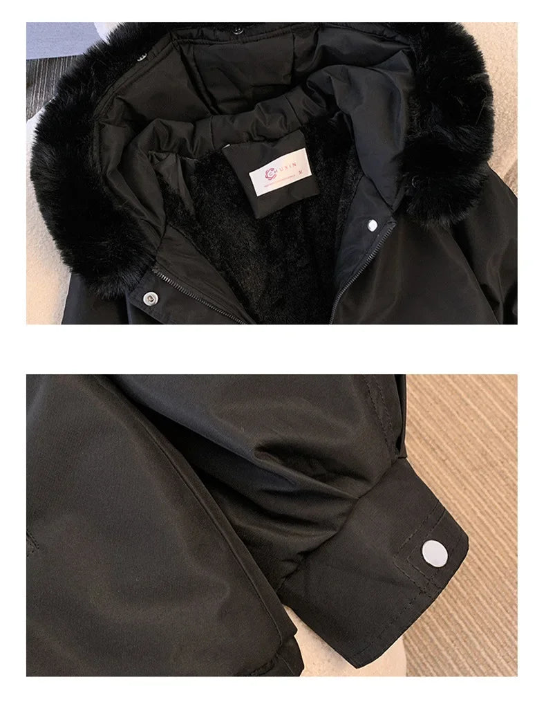 Fleece Lined Fur Hood Down Puffer Jacket