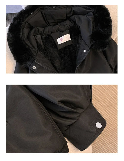 Fleece Lined Fur Hood Down Puffer Jacket