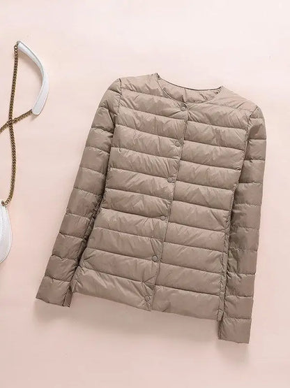 Winter Women Collarless Duck Down Puffer Jackets