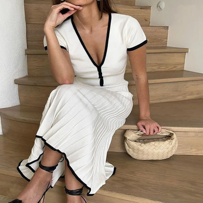 Women White long V-neck Crop Top