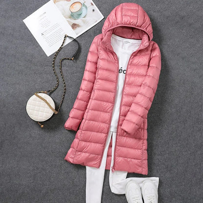 Ultra Lightweight Packable Long Puffer Jacket