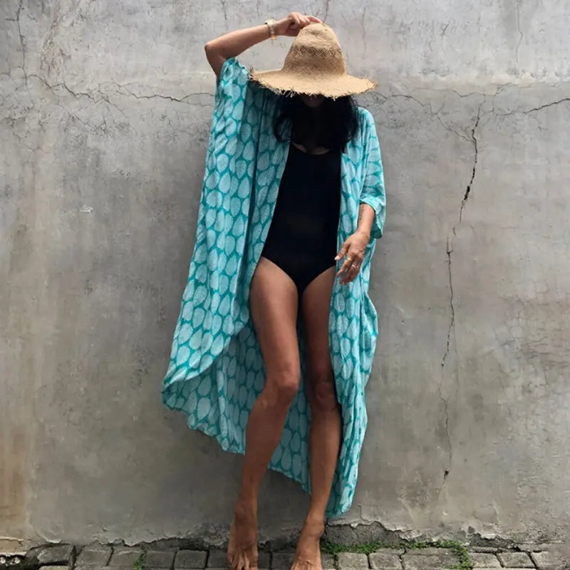 Summer Vintage Printed Belted Cover Ups