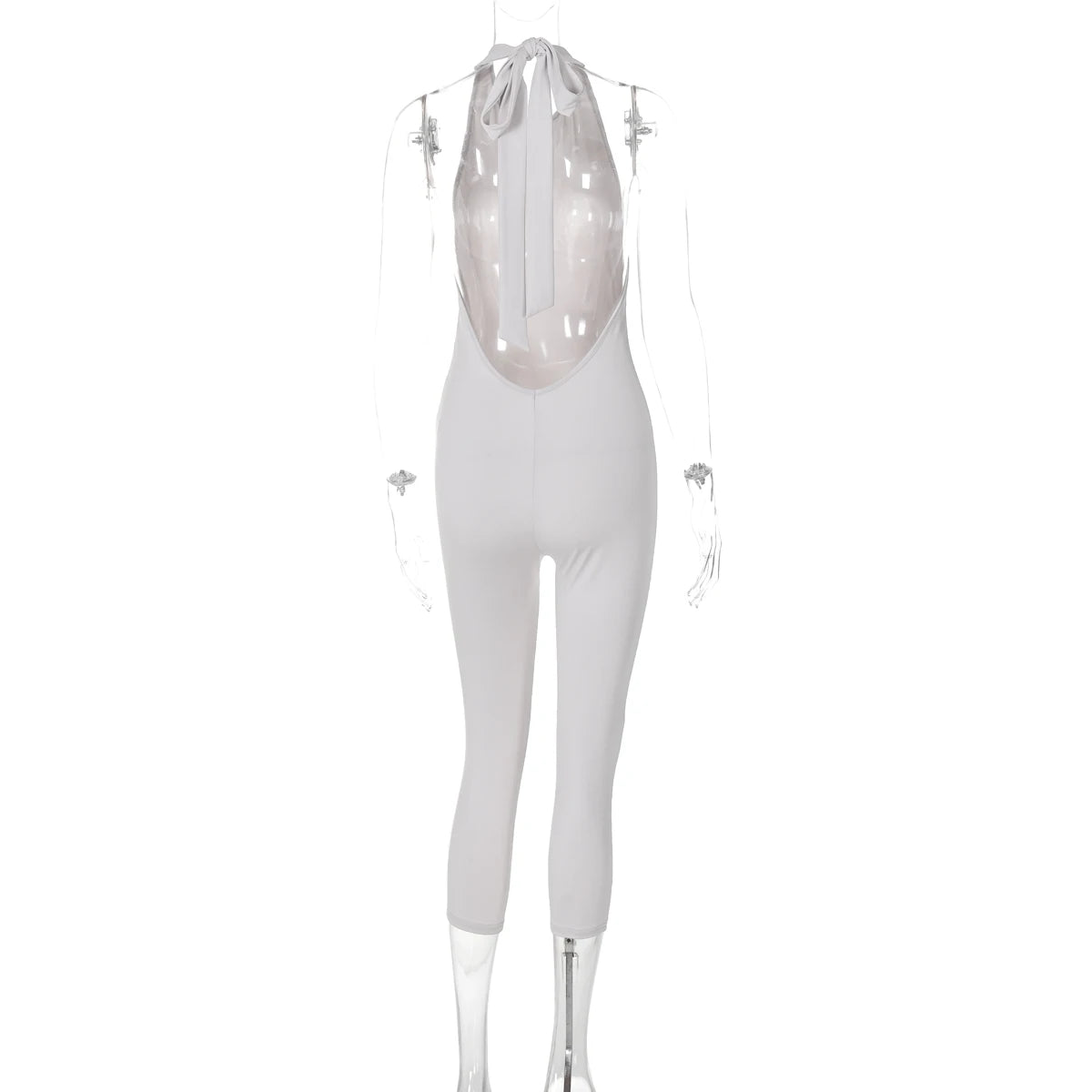 Sleeveless Halter Backless Lace Up Jumpsuit