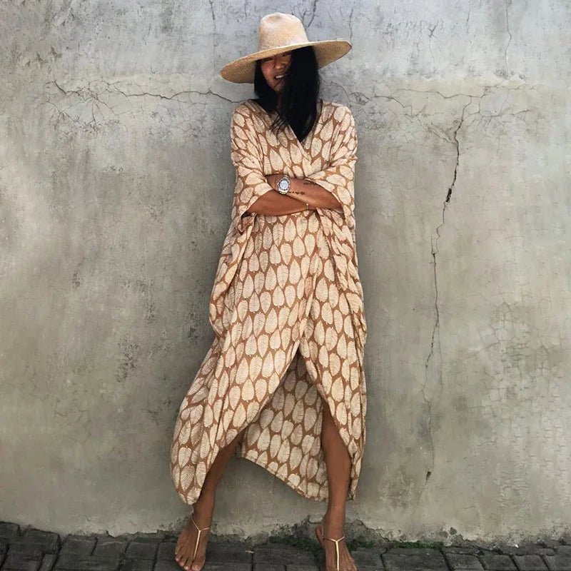 Summer Vintage Printed Belted Cover Ups