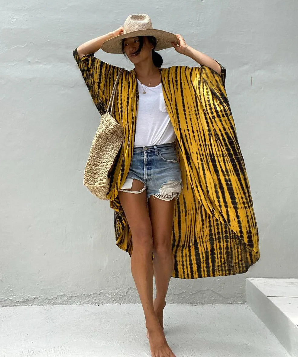 Summer Vintage Printed Belted Cover Ups