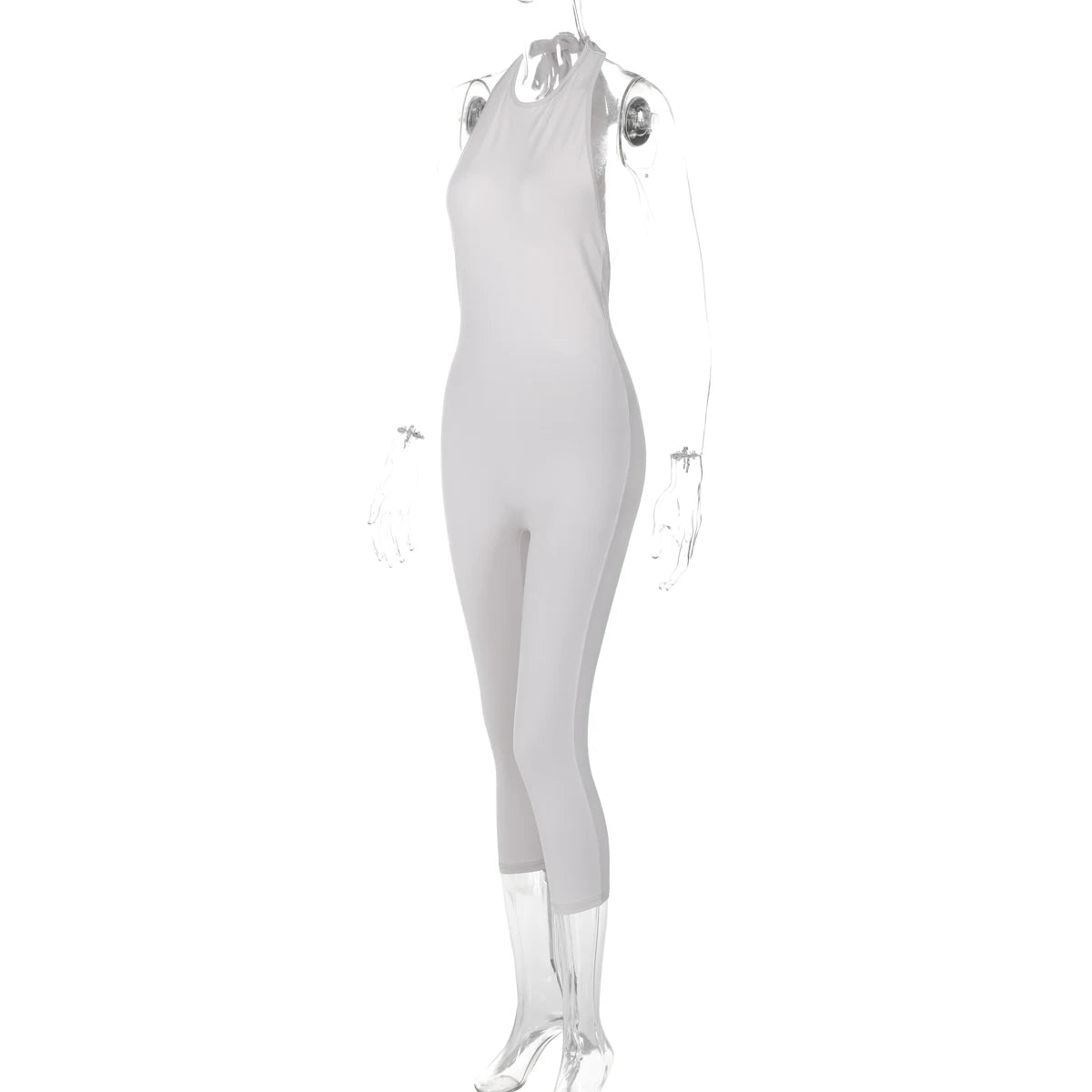 Sleeveless Halter Backless Lace Up Jumpsuit