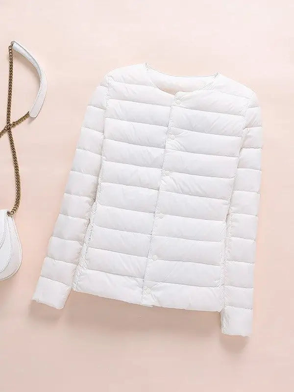 Winter Women Collarless Duck Down Puffer Jackets
