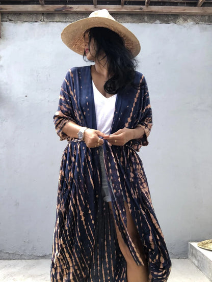 Summer Vintage Printed Belted Cover Ups