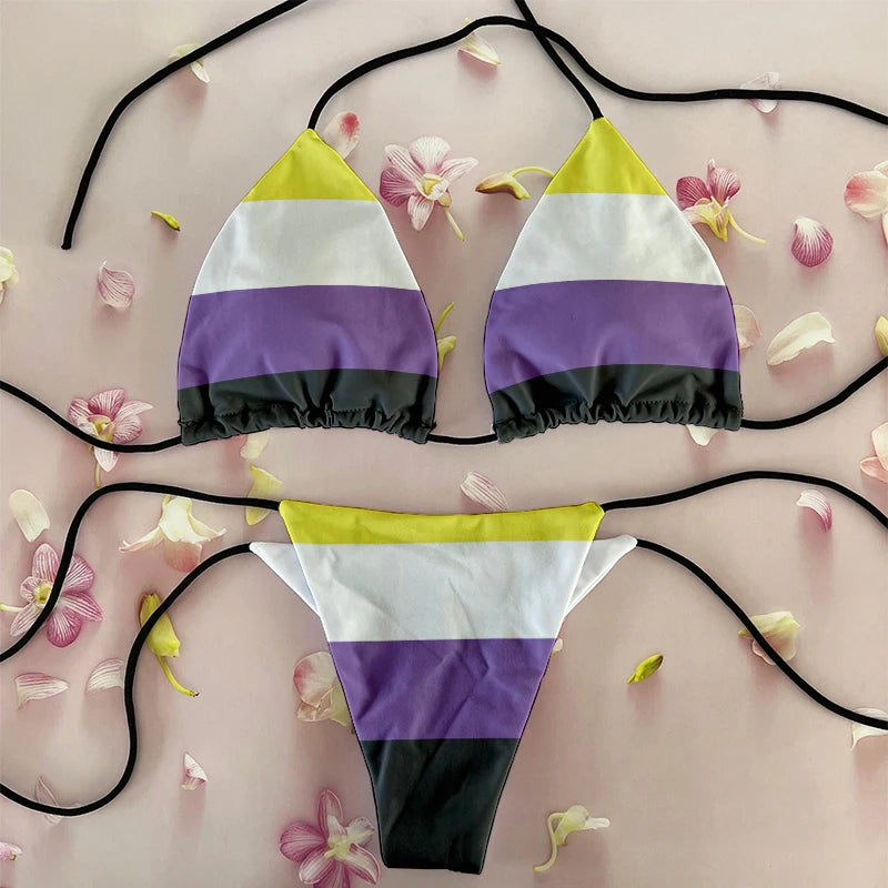 Sexy Women`s Rainbow Printed Bikini