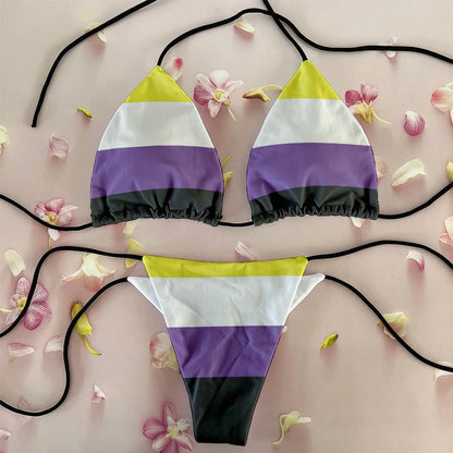 Sexy Women`s Rainbow Printed Bikini