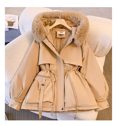Fleece Lined Fur Hood Down Puffer Jacket