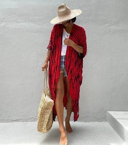 Summer Vintage Printed Belted Cover Ups