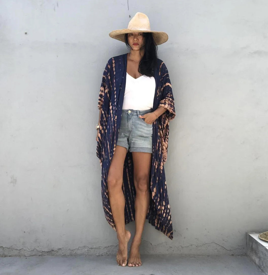 Summer Vintage Printed Belted Cover Ups