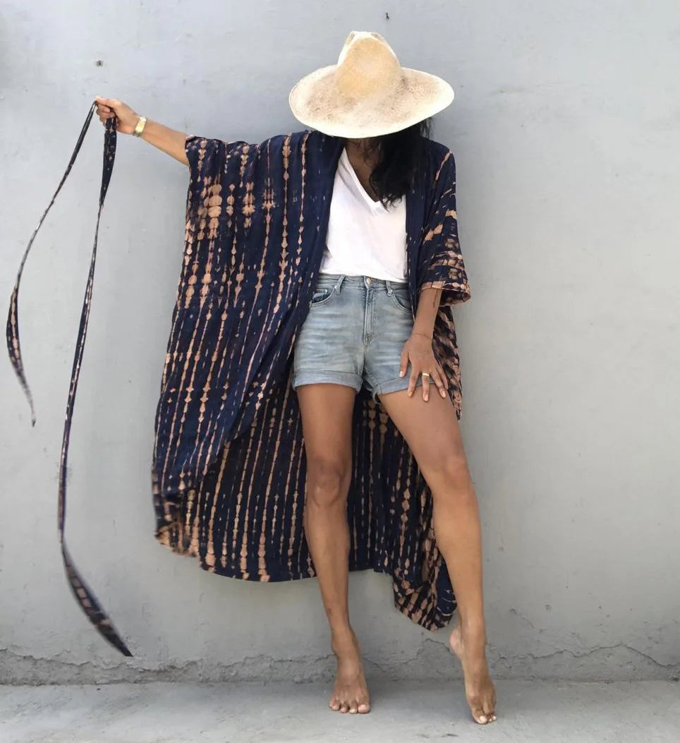 Summer Vintage Printed Belted Cover Ups
