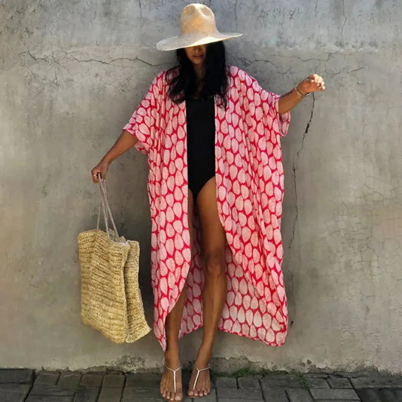Summer Vintage Printed Belted Cover Ups