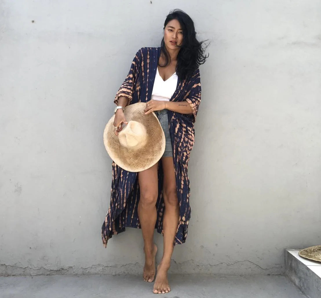 Summer Vintage Printed Belted Cover Ups