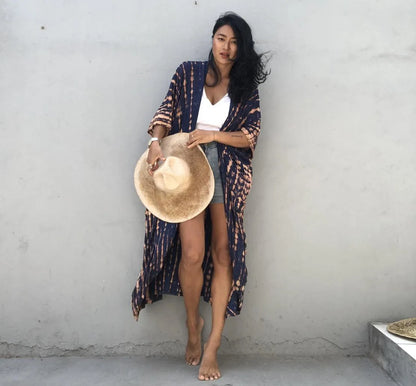 Summer Vintage Printed Belted Cover Ups