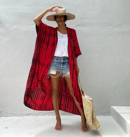 Summer Vintage Printed Belted Cover Ups
