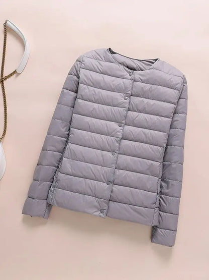 Winter Women Collarless Duck Down Puffer Jackets