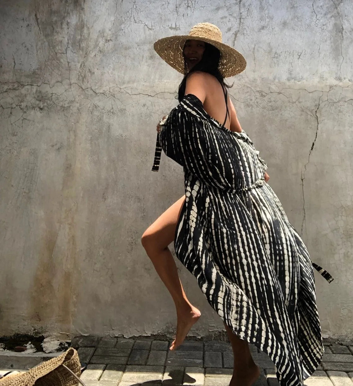 Summer Vintage Printed Belted Cover Ups