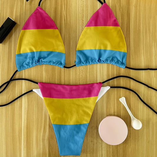 Sexy Women`s Rainbow Printed Bikini