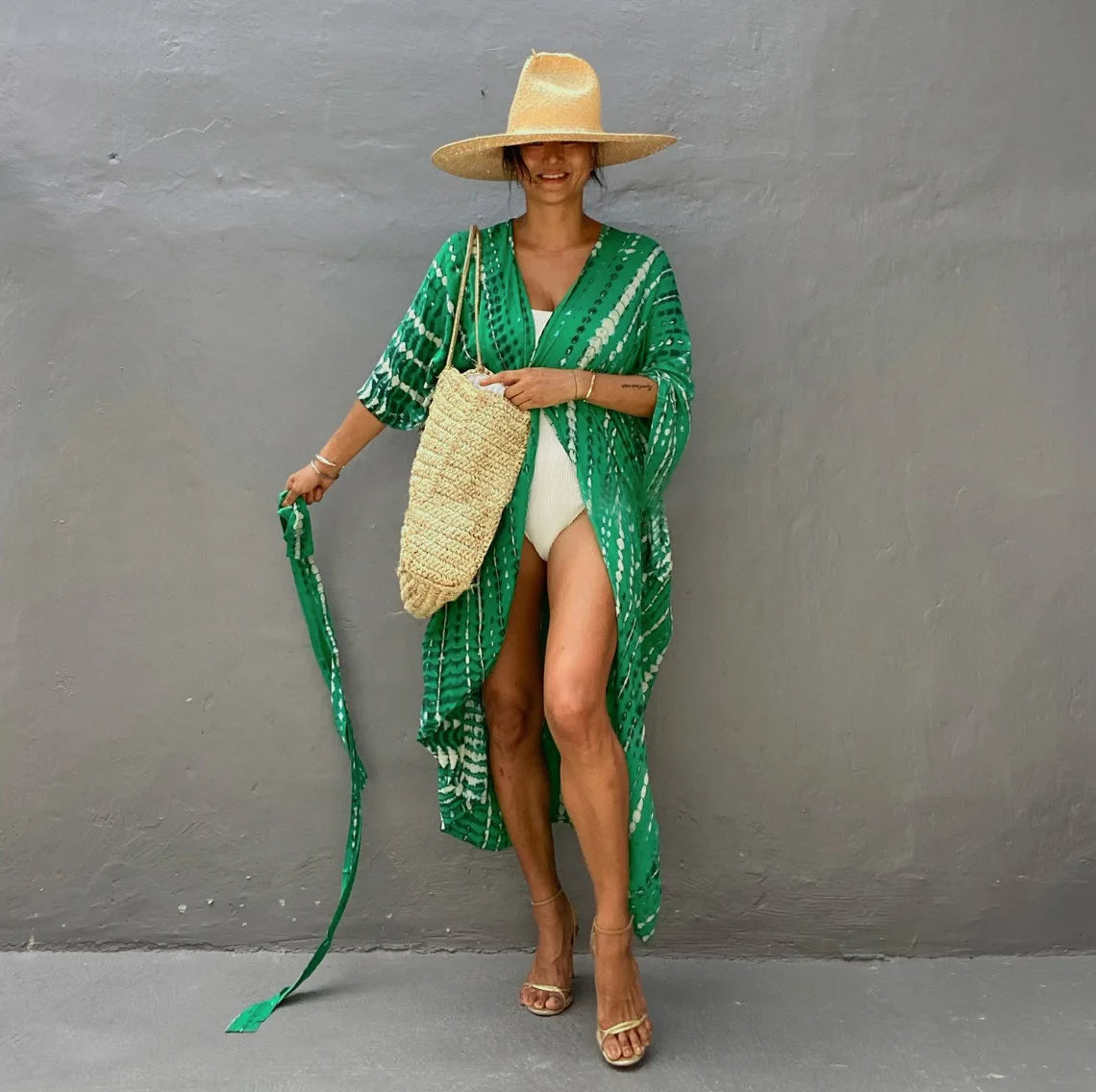 Summer Vintage Printed Belted Cover Ups